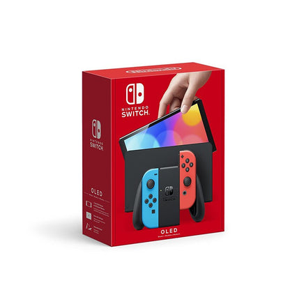Nintendo Switch OLED mit Neon-Rotem und Neon-Blauem Joy‑Con